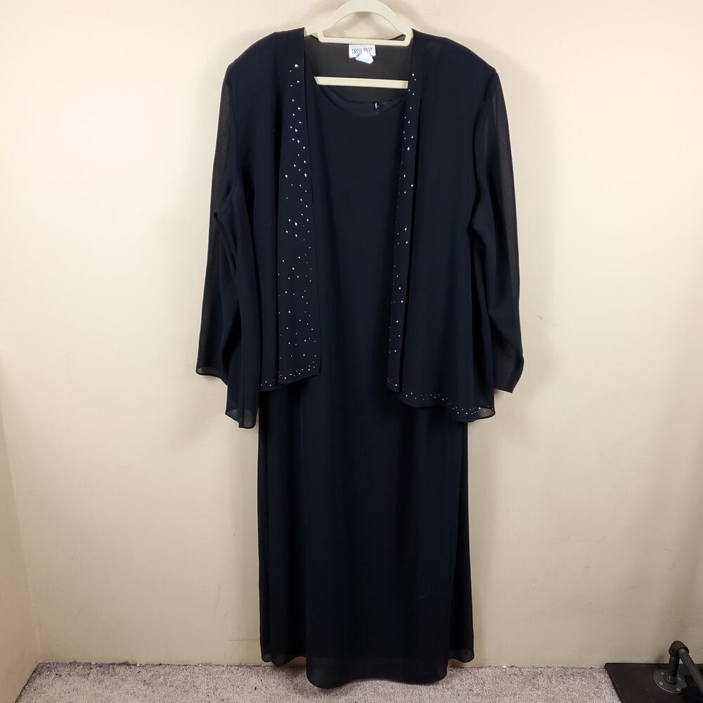 Dress Savvy Black Sleeveless Dress With Jeweled Jacket Size 22W
